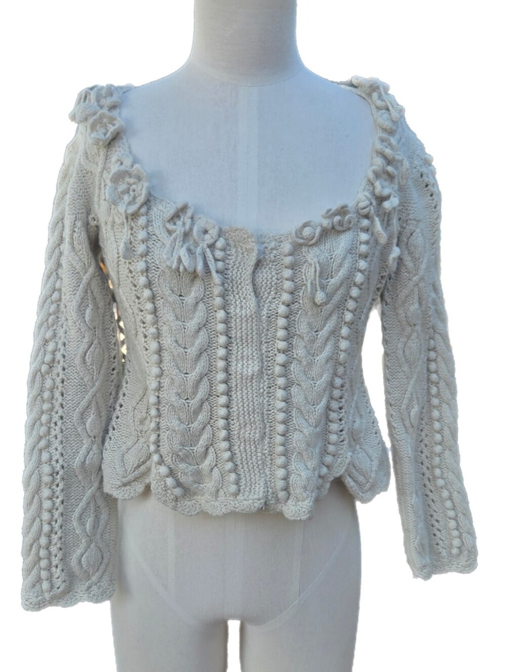 Serena Kaye Cable Sweater With Flaws